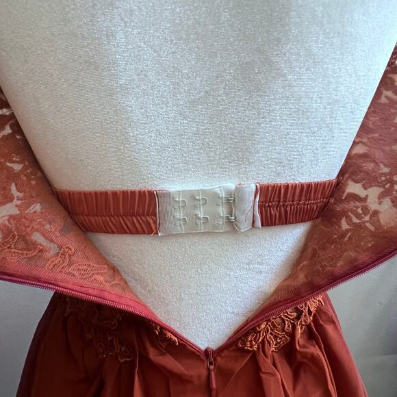 NWT Women's Copper Lace Off-Shoulder High Slit Prom Bridesmaid Dress Size S - Picture 7 of 10
